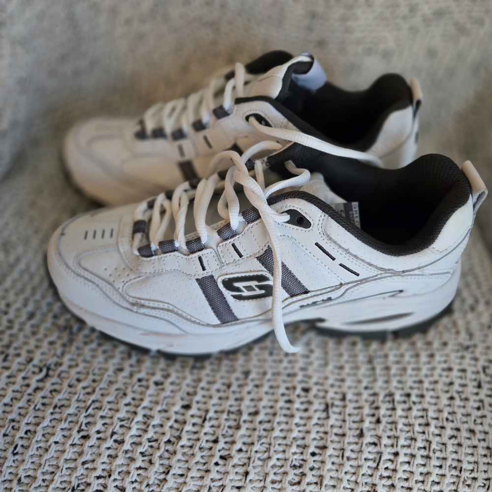 Skechers White and Gray Athletic Shoes